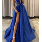 A-Line Prom Dresses Sexy Dress Formal Sweep / Brush Train Sleeveless V Neck Detachable Tulle Backless