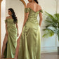 Mermaid / Trumpet Prom Dresses Corsets Dress Prom Floor Length Short Sleeve Off Shoulder Charmeuse