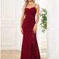 Mermaid / Trumpet Evening Gown Cut Out Dress Wedding Party Birthday Floor Length Sleeveless V Neck Polyester with Slit