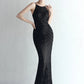 Mermaid / Trumpet Prom Dresses Elegant Dress Formal Floor Length Sleeveless Halter Chiffon with Beading