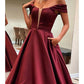 A-Line Prom Dresses Princess Dress Formal Sweep / Brush Train Sleeveless Off Shoulder Satin Backless