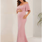 Mermaid / Trumpet Maternity Dresses Maternity Dress Formal Court Train Short Sleeve Off Shoulder Stretch Fabric with Ruched