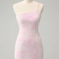 Sparkly Bodycon One Shoulder Sequins Homecoming Dress with Embroidery Beautiful