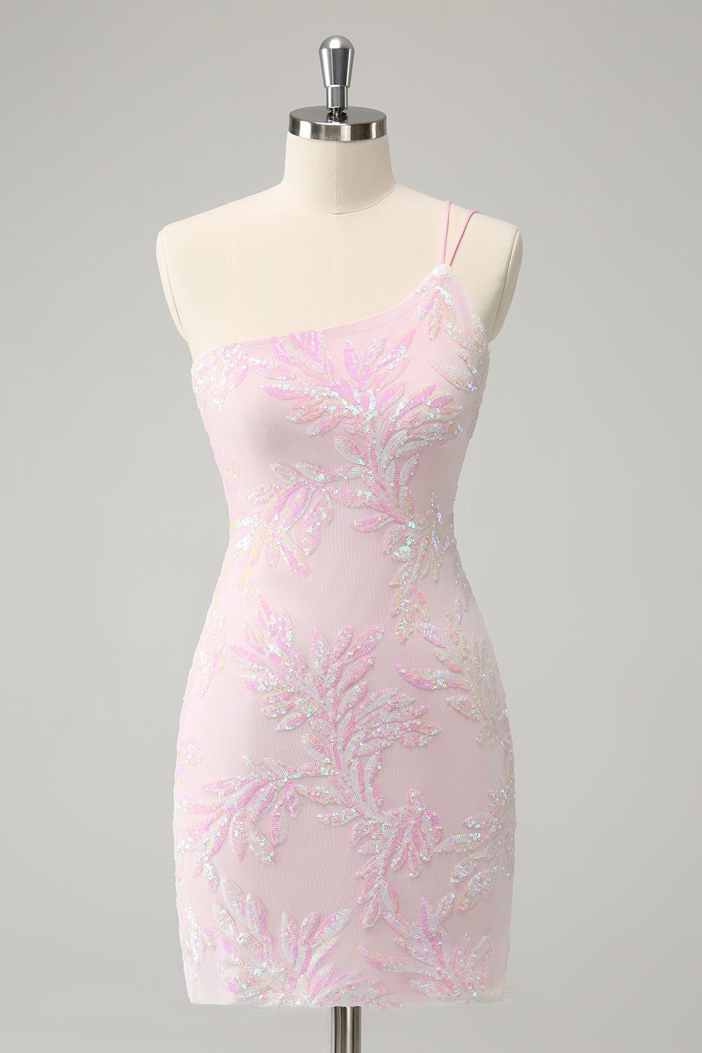Sparkly Bodycon One Shoulder Sequins Homecoming Dress with Embroidery Beautiful