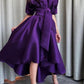 A-Line Evening Gown Elegant Dress Formal Asymmetrical Short Sleeve Shirt Collar Satin