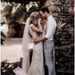 Beach Boho Wedding Dresses Mermaid / Trumpet V Neck Cap Sleeve Court Train Lace Bridal Gowns With Appliques