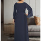 A-Line Mother of the Bride Dress Plus Size Elegant V Neck Ankle Length Chiffon 3/4 Length Sleeve with Sash / Ribbon