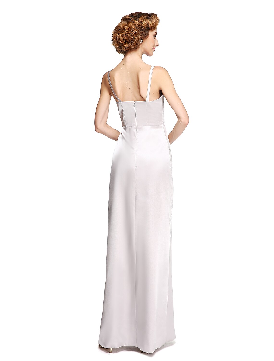 Sheath / Column Mother of the Bride Dress Two Piece Spaghetti Strap Floor Length Stretch Satin Sleeveless yes