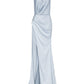 Sheath / Column Prom Dresses Elegant Dress Wedding Guest Court Train Sleeveless Halter Satin with Slit