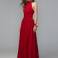 A-Line Bridesmaid Dress High Neck Sleeveless Furcal Floor Length Chiffon with Pleats / Split