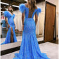 Mermaid / Trumpet Prom Dresses Sparkle & Shine Dress Formal Court Train Sleeveless V Neck Sequined Backless