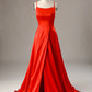 A-Line Evening Gown Sexy Dress Formal Wedding Guest Sweep / Brush Train Sleeveless Spaghetti Strap Charmeuse