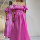 Convertible Fuchsia A Line Off the Shoulder Long Prom Dress Sexy