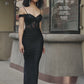 Black Mermaid Corset Long Appliqued Prom Dress Sexy Evening Dresses