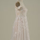 Ivory A Line Detachable Off the Shoulder Corset Tulle Wedding Dress Long