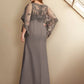 Sheath / Column Plus Size Curve Mother of the Bride Dresses Elegant Dress Formal Floor Length Half Sleeve Jewel Neck Chiffon