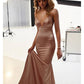 Mermaid / Trumpet Wedding Guest Dresses Sexy Dress Prom Floor Length Sleeveless Spaghetti Strap Cotton Backless