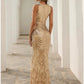 Mermaid / Trumpet Evening Gown Elegant Dress Formal Sweep / Brush Train Sleeveless V Neck Stretch Fabric