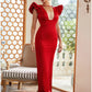 Sheath / Column Evening Gown Hot Dress Wedding photoshoot Floor Length Short Sleeve Square Neck Polyester