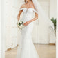 Reception Wedding Dresses Mermaid / Trumpet Off Shoulder Cap Sleeve Sweep / Brush Train Lace Bridal Gowns