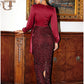 Sheath / Column Evening Gown Sparkle & Shine Dress Formal Fall Ankle Length Long Sleeve V Neck Satin with Glitter Bow(s)