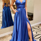 A-Line Prom Dresses Open Back Dress Formal Wedding Guest Sweep / Brush Train Sleeveless V Neck Imitation Silk Backless