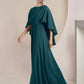 A-Line Mother of the Bride Dress Formal Wedding Guest Elegant V Neck Floor Length Stretch Chiffon Sleeveless