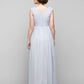 A-Line Mother of the Bride Dress Elegant V Neck Floor Length Chiffon Sleeveless with Criss Cross