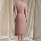 A-Line Mother of the Bride Dress Elegant Jewel Neck Knee Length Chiffon Short Sleeve with Sash / Ribbon Beading