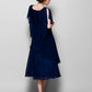 A-Line Mother of the Bride Dress Plus Size Elegant Cowl Neck Tea Length Chiffon Short Sleeve with Ruffles Crystal