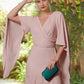 A-Line Mother of the Bride Dress Formal Wedding Guest Elegant V Neck Floor Length Chiffon Long Sleeve