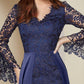 Two Piece Sheath / Column Mother of the Bride Dress Formal Wedding Guest Elegant V Neck Knee Length Chiffon Lace Long Sleeve