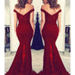 Mermaid / Trumpet Prom Dresses Sexy Dress Formal Court Train Sleeveless Off Shoulder Stretch Fabric V Back with Beading