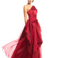 A-Line Elegant Prom Formal Evening Dress One Shoulder Sleeveless Floor Length Organza with Side