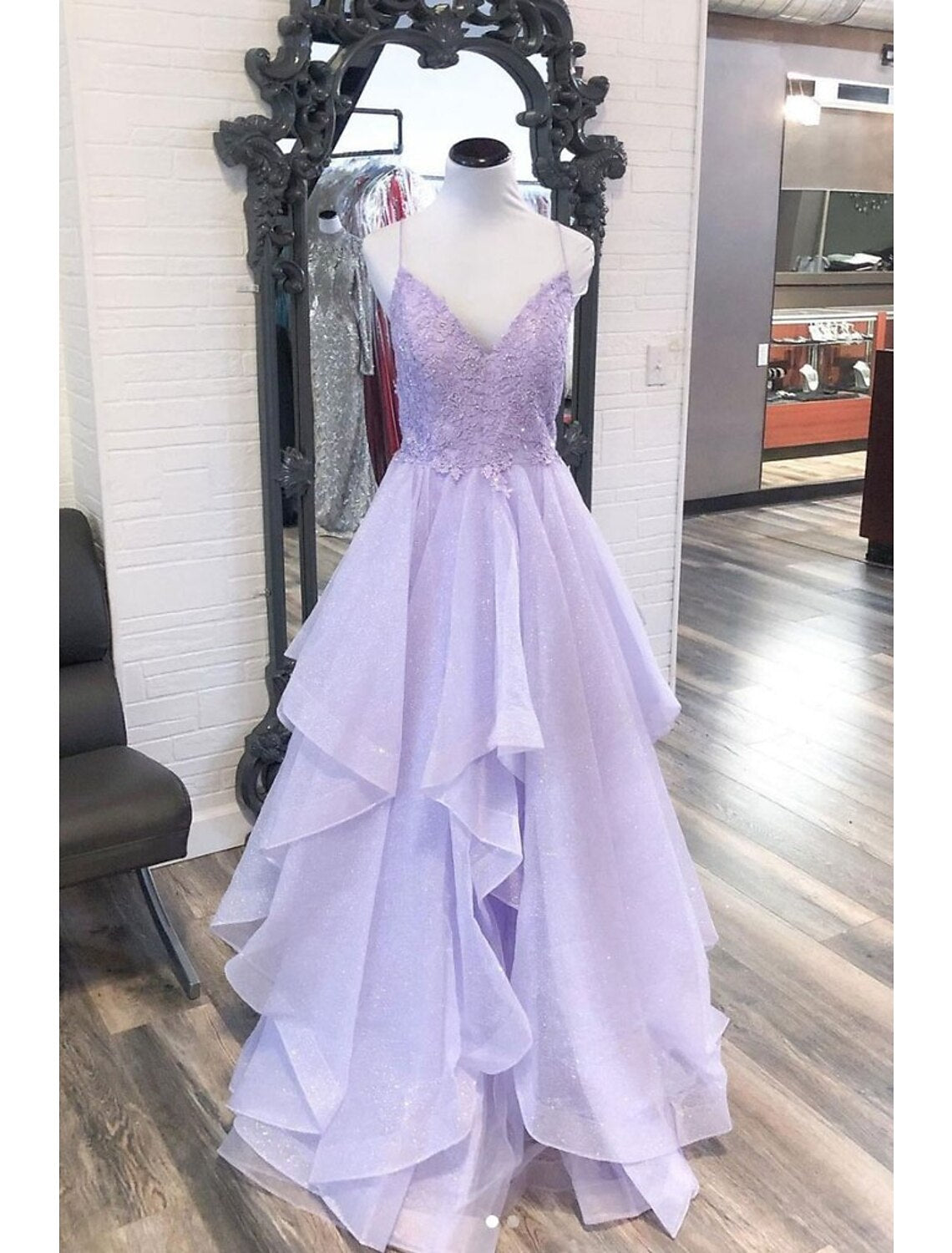 Ball Gown Prom Dresses Princess Dress Formal Floor Length Sleeveless V Neck Tulle Backless with Pleats