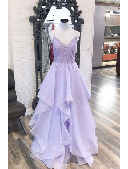 Ball Gown Prom Dresses Princess Dress Formal Floor Length Sleeveless V Neck Tulle Backless with Pleats