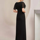 Sheath / Column Mother of the Bride Dress Wedding Guest Elegant Scoop Neck Ankle Length Chiffon Short Sleeve with Crystal Brooch