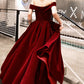 A-Line Evening Gown Elegant Dress Wedding Guest Ankle Length Short Sleeve Off Shoulder Velvet