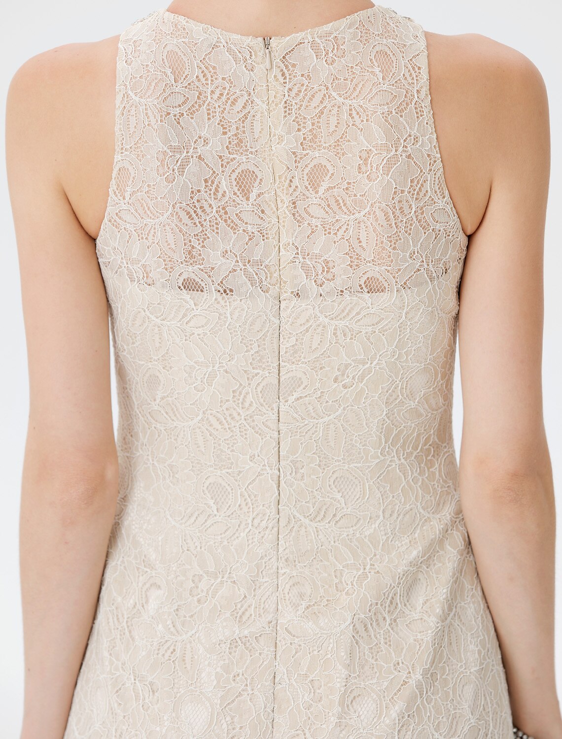 Sheath / Column Mother of the Bride Dress Elegant See Through Illusion Neck Floor Length Lace Sleeveless with Crystals