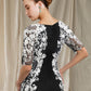 Sheath / Column Mother of the Bride Dress Elegant V Neck Floor Length Chiffon Lace Half Sleeve