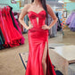 Sweetheart Satin Mermaid Long Prom Dress Off Shoulder Sexy