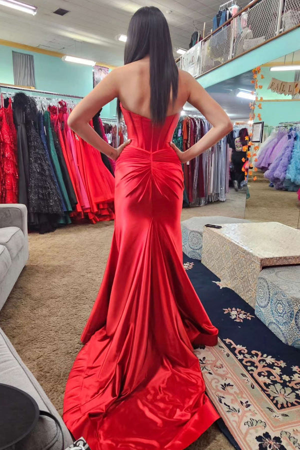 Sweetheart Satin Mermaid Long Prom Dress Off Shoulder Sexy