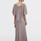 Sheath / Column Mother of the Bride Dress Wedding Guest Plus Size Elegant V Neck Floor Length Chiffon Half Sleeve