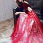 A-Line Glittering Cut Out Party Wear Formal Evening Dress Illusion Neck Half Sleeve Floor Length Velvet with Sequin