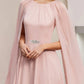 A-Line Mother of the Bride Dress Wedding Guest Party Elegant Scoop Neck Tea Length Chiffon Sleeveless with Pleats Crystal