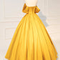 Off Shoulder Satin Long Prom Dress Pure Color