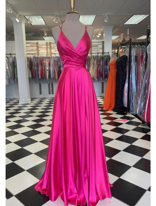 A-Line Prom Dresses Sexy Dress Formal Floor Length Sleeveless Spaghetti Strap Bridesmaid Dress Charmeuse