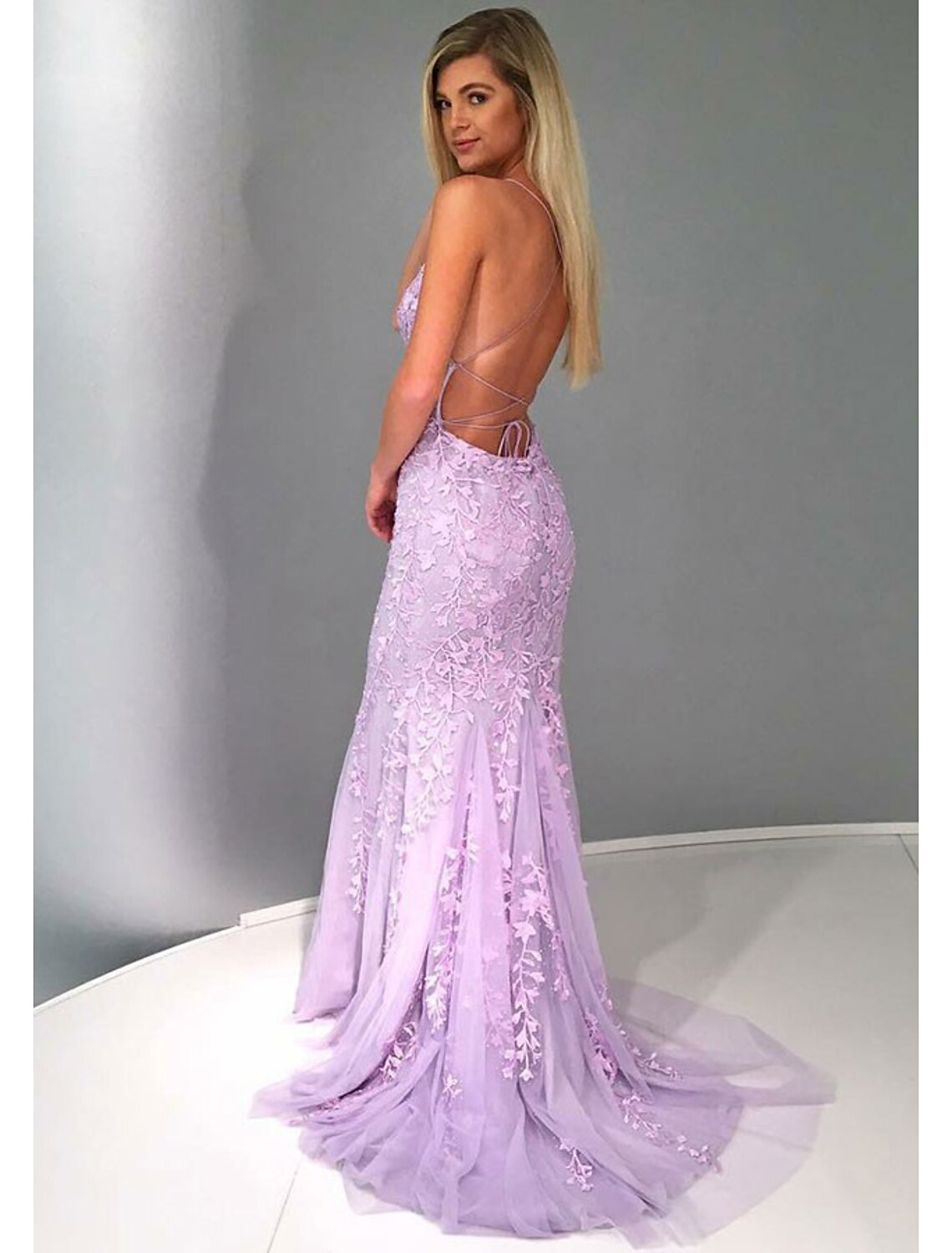 Mermaid / Trumpet Prom Dresses Sexy Dress Formal Court Train Sleeveless Strapless Lace Backless