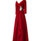 A-Line Minimalist Elegant Wedding Guest Formal Evening Dress V Neck Half Sleeve Floor Length Chiffon with Draping
