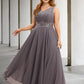 Two Piece A-Line Wedding Guest Dresses Plus Size Hide Belly Elegant Dress Formal Tea Length Sleeveless V Neck Chiffon